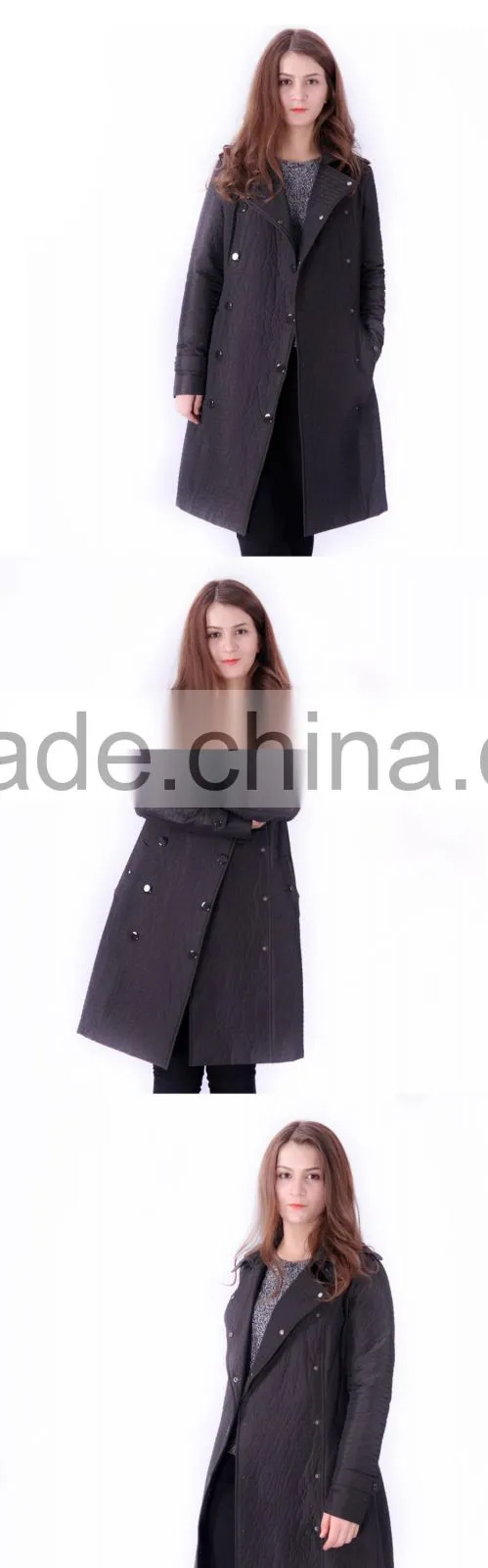 2016 Spring Fashion Long Slim Fit Women Coat With Paint Button