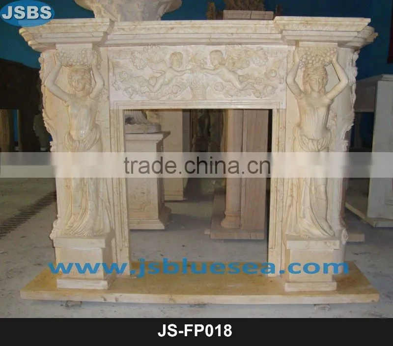 White marble designed fireplace