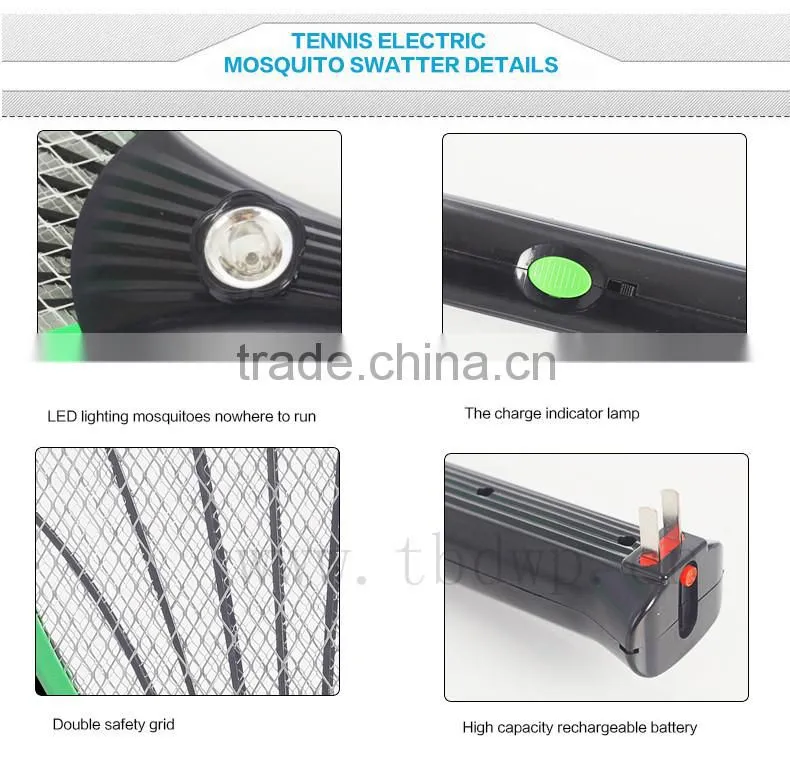 Yiwu mosquito racket manufactory beautiful designed TB-8006 rechargeable mosquito-hitting swatter