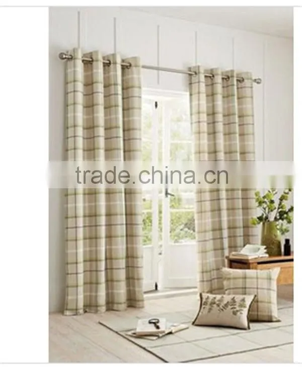 100% Polyester Checker Printed Curtain Design