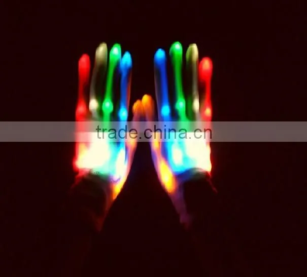 LED Light-Up Rainbow Gloves Colorful Flashing Light-emitting Halloween Gloves
