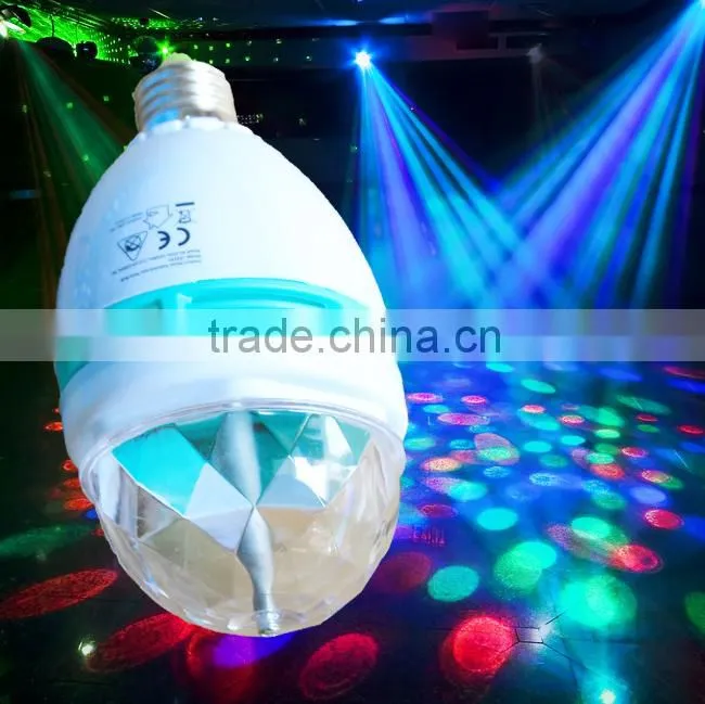 3W E27 RGB LED Rotating Cheap DJ Disco Laser Light Bulb for Concert
