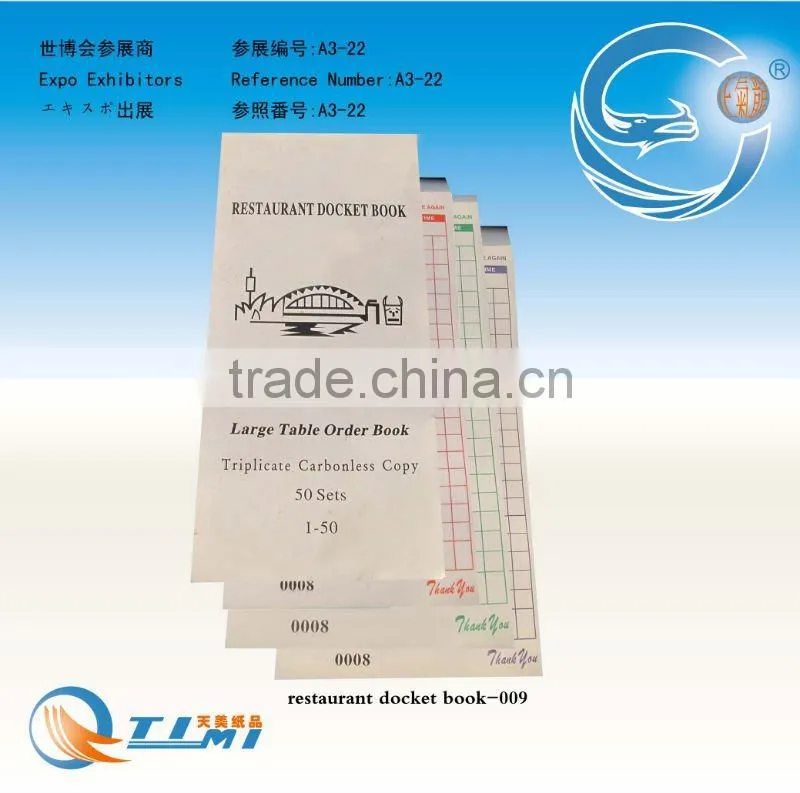 restaurant docket book(large table order book),take away docket book,