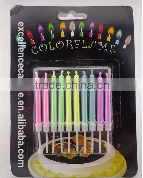 stick birthday candles in blister card colored flame