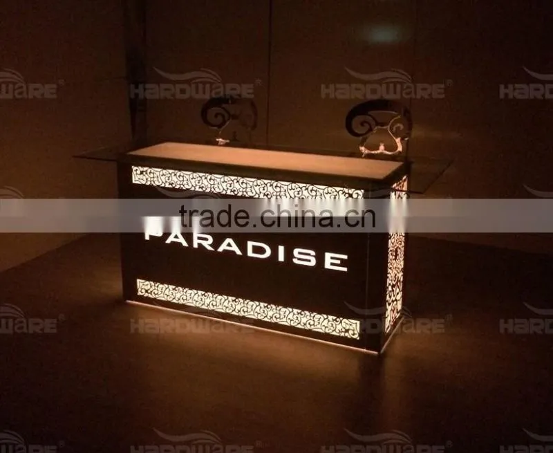 hotel event use square iron wedding reception table with led light