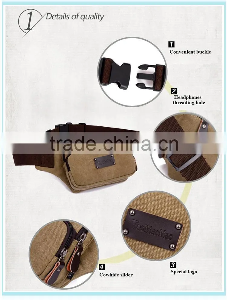 Classical outdoor canvas waist bag
