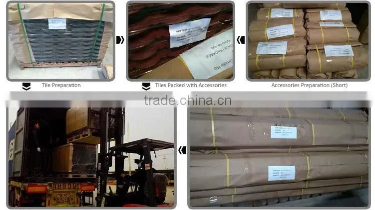 Hot sale 1340mmx420mm aluminum zinc plate colorful stone coated metal roofing