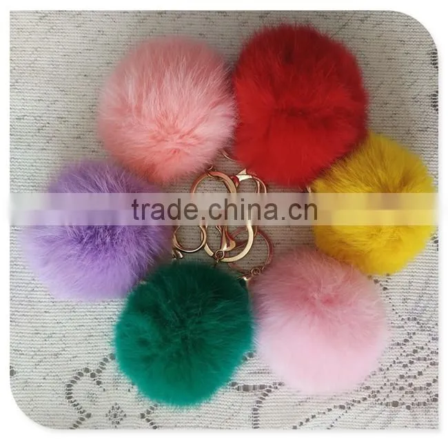 Real Rabbit Fur ball Furry Ball keychain for Mobile Phone Tag,Handbag Charm keychain