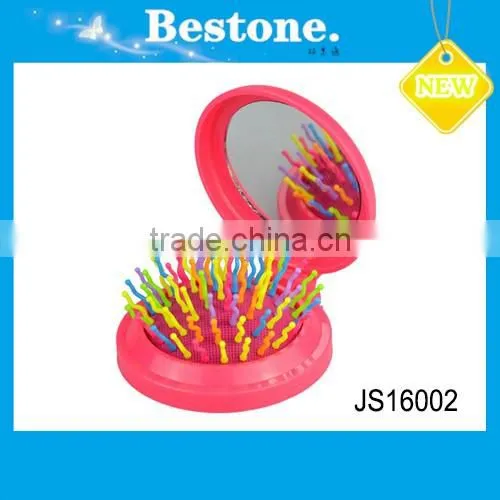 Customized Logo Girls Single Mirror with Comb Pocket Makeup Compact Mirror