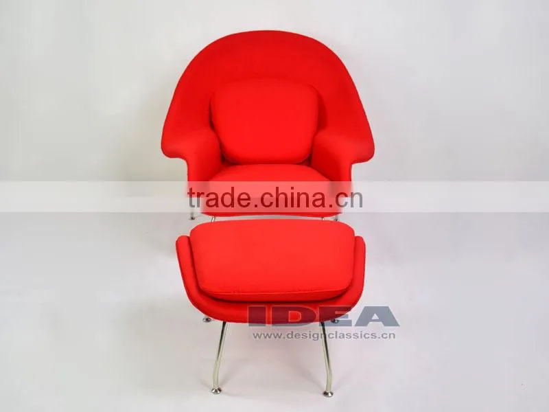 Replica Womb Chair Foot Stool - Red Wool Fabric