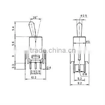 6 pin Sub mini toggle switch 3-wayand 2-way.ON ON ON&ON OFF ON