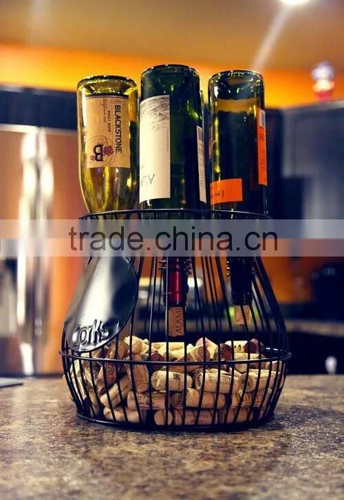 classical eco-friend wholesale metal wine cork holder/ bottle holder
