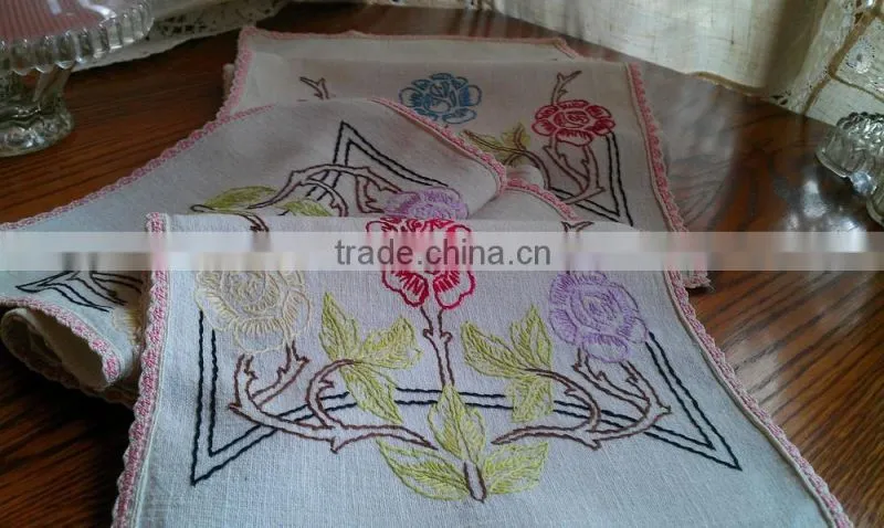 VINTAGE EMBROIDERED TABLE/DRESSER RUNNERS