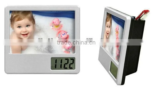 Square cheapest pen holder photo frame digital clock S525 meet CE and Rohs