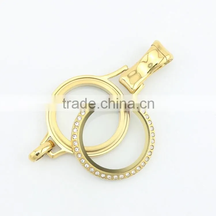 Factory price mixcolor 316L stainless steel rhinestones lanyard glass locket designs
