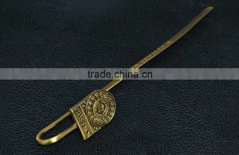 promotion custom metal antique brass bookmarks with logo