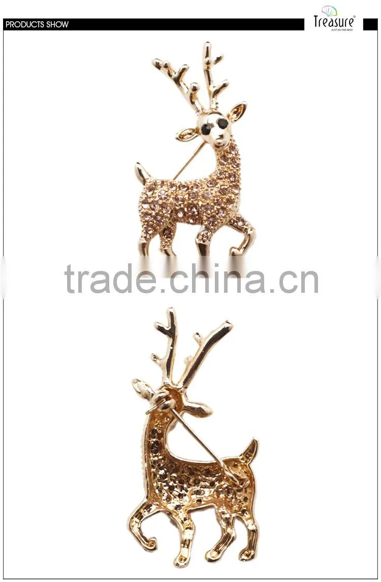 Brand Treasure deer brooch 2015 yiwu newest design fashion diamond deer brooch