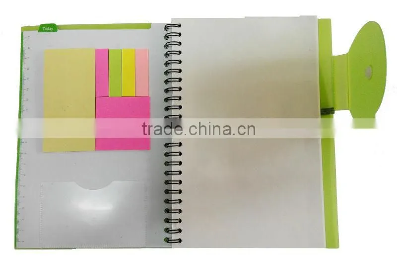 Hard cover Spiral notebook with sticky notes and pen.Wenzhou