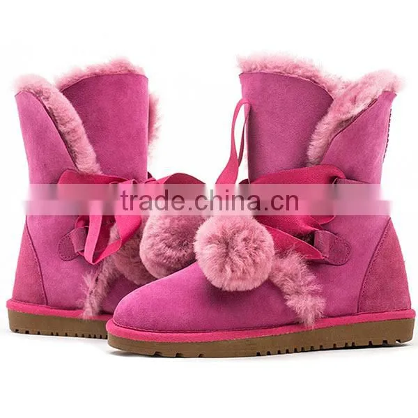 2015 New design snow buckle fastener sweet plush boots