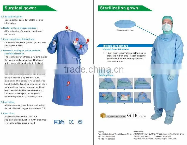 Wholesale high quality hospital clothing disposable, waterproof clothing china