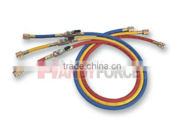 Nylon Barrier Standard Charging Hose w/Manual Shut-Off Valve Fittings, Air Conditional Service Tools of Auto Repair Tools