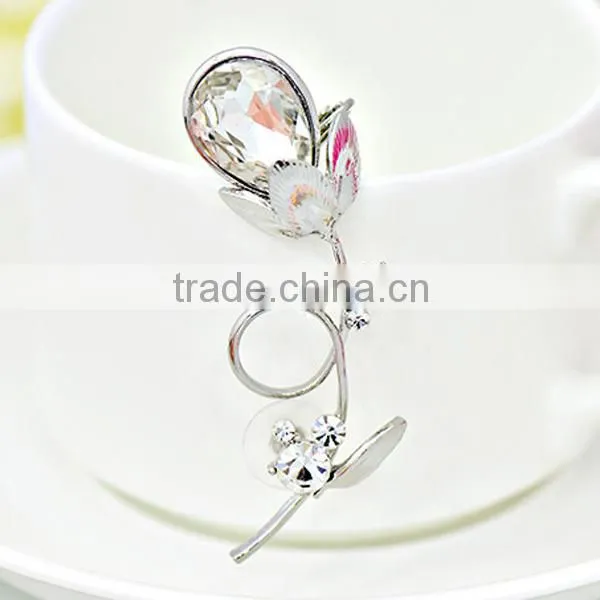 guangdong manufacturer crystal flower lily ear cuff