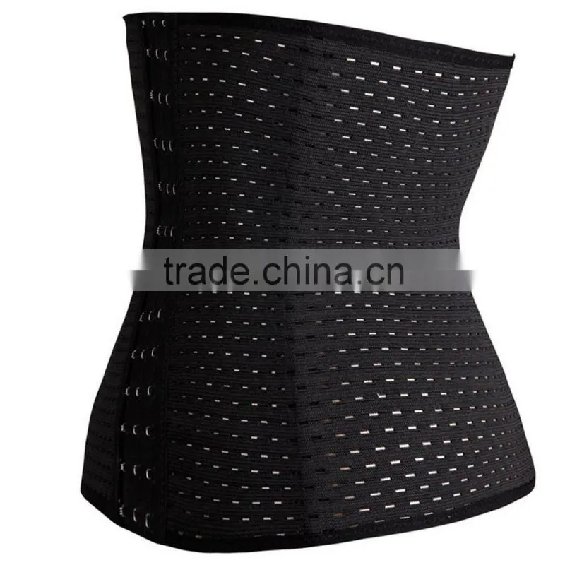 Two color 2015 wholesale 100% latex breathable waist trainer corset with a hole very cheaper