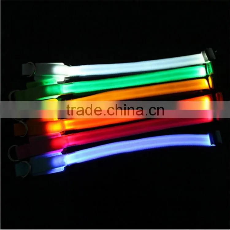 Small Scale Safety 18-28cm Pet Dog Collar LED Nylon Light-up Flashing Leash Glow for Dogs