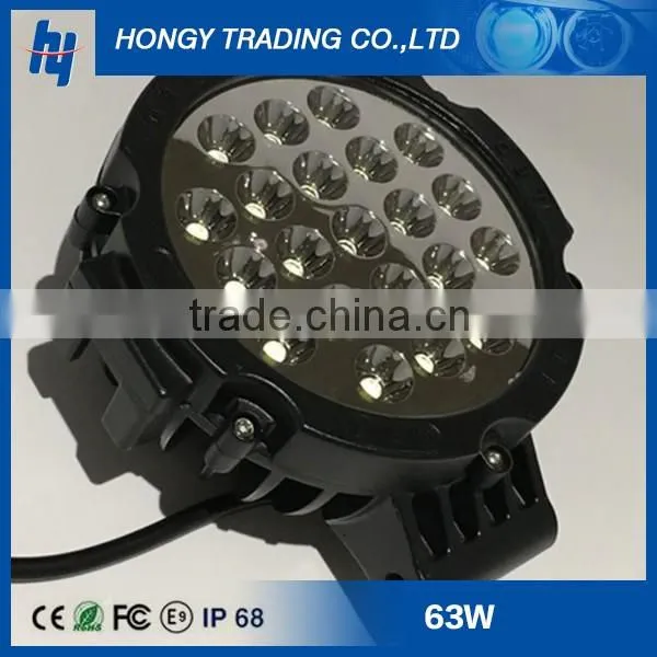 Round Aluminum housing 7'' Auto Led Work Light 63w Led Driving Light for offroad truck vehicle car accessories