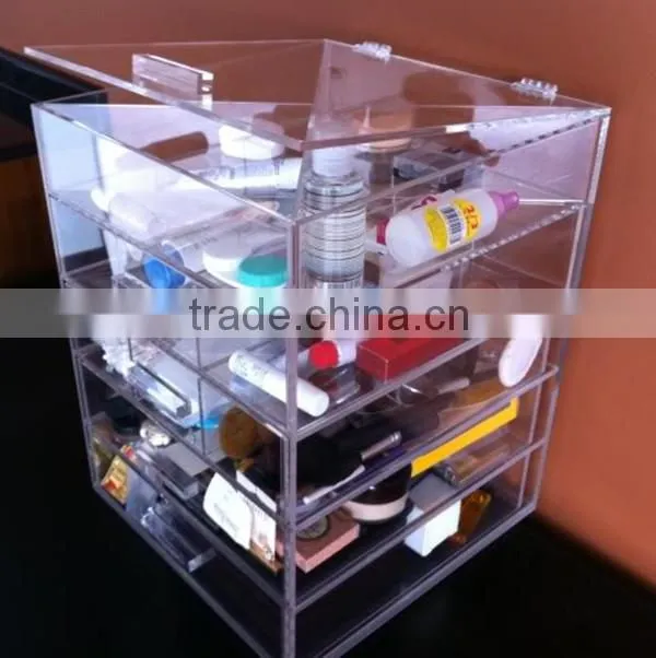 Hot selling small cosmetic display organzier desk cosmetic showcase