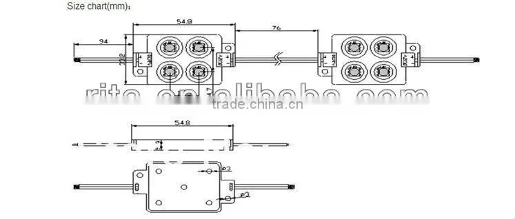 BLUE 5050 SMD injection type LED module,4pcs 5050 led,DC12V input