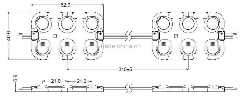 2016 new hot 5 years warranty SMD 2835 6 chips injection LED module for outdoor LED signs