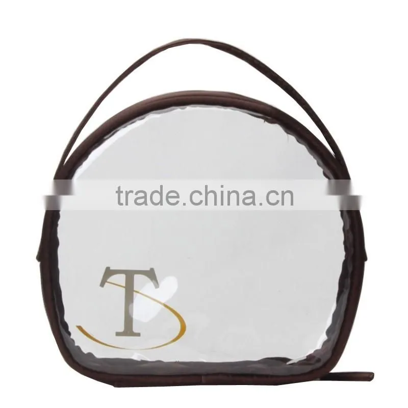 Satin fabric cosmetic bag/clear travel toiletry bags made in china