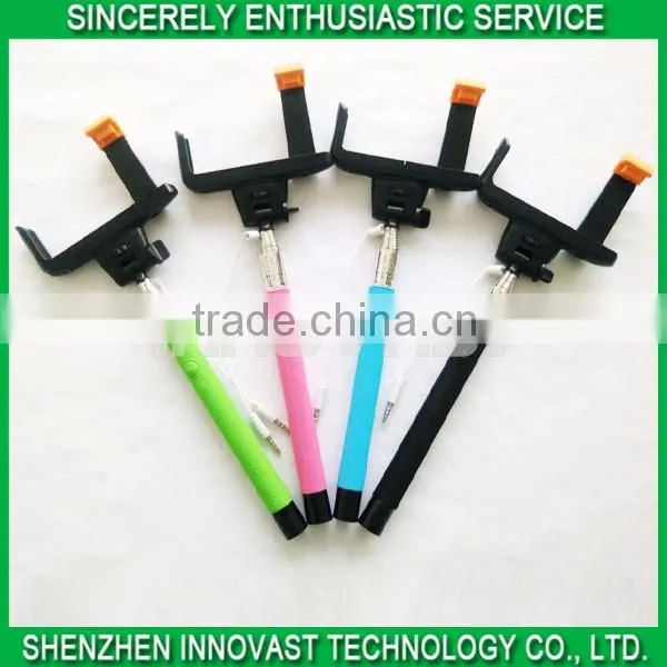 3.5mm audio cable wired monopod selfie stick with beautiful appearance