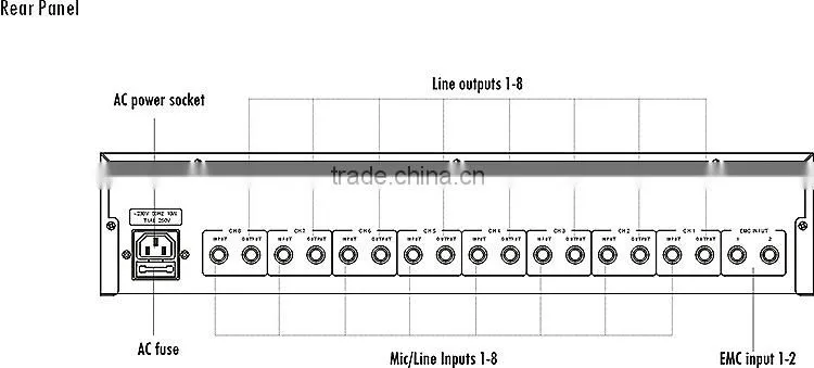 High quailty 2U aluminum pa system stereo integrated preamplifier