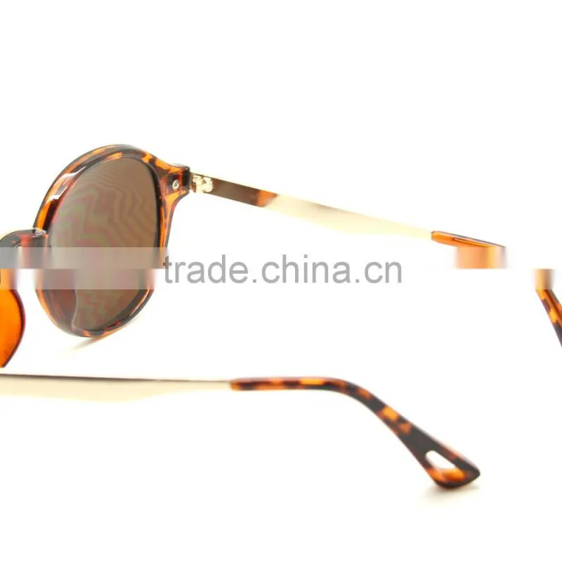 Classic Style Circular Metal Round Sunglasses With Metal Bar