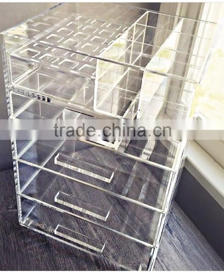 wholesale high quality 5 tiers acrylic cosmetic box with drawers