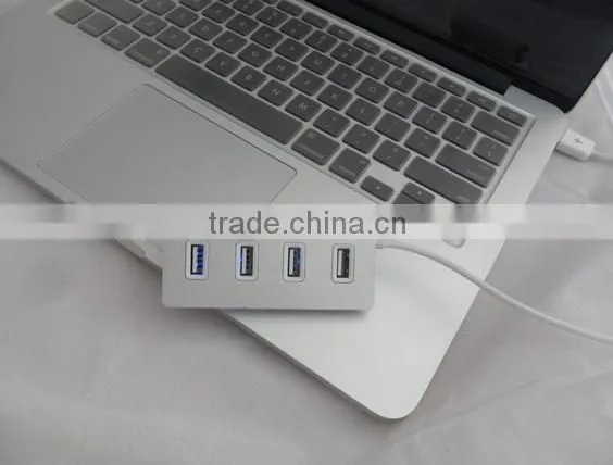 Multi 4 port Aluminum man usb 2.0 hub from China suppliers with Blue LED indicator lights