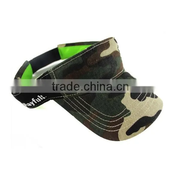 Custom cotton embroidery camo sun visor caps sun visor camo hat