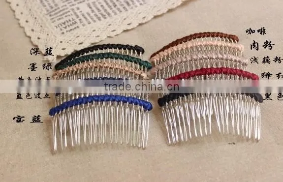 Elegant Girl Cute Flower Metal Hair Comb Wrapped Ribbon Mixed Colors