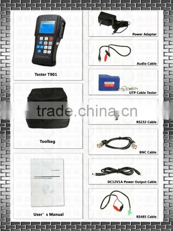 CCTV Tester L-T901 Ethernet Cable Testing Digital 2.8'' TFT-LCD 960*240 Resolution DC12V1A PTZ Control &Video Input