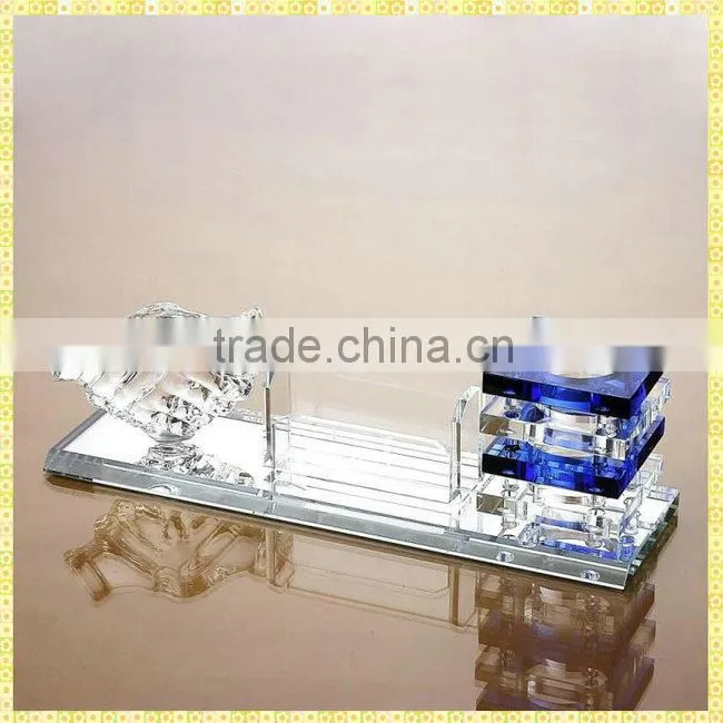 Exquisite Clear Crystal Office Desktop Set With Horse Head Figurines