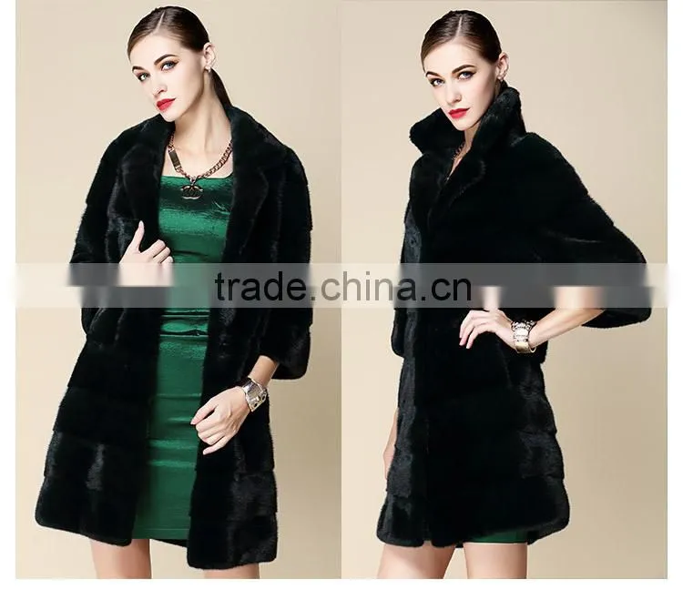 High-end dyed Dark green mink fur coat wholesale