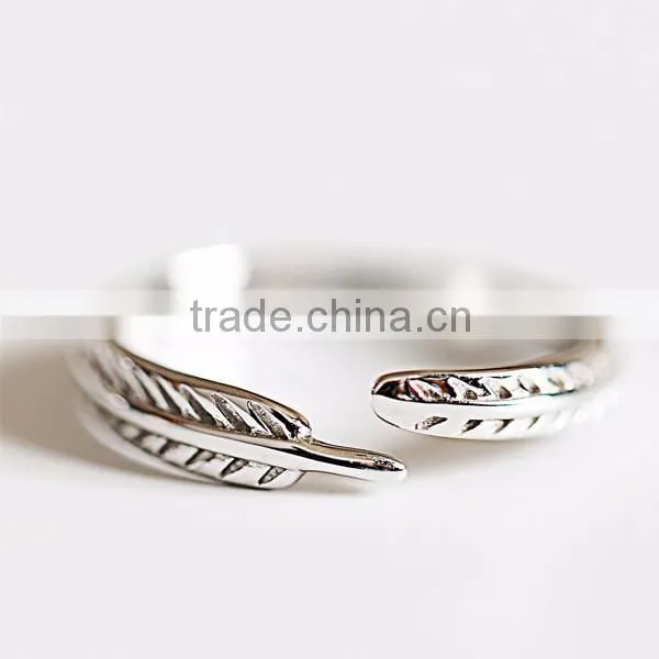 925 sterling silver feather ring adjustable ring fashion women ring jewelry supplies 6260551