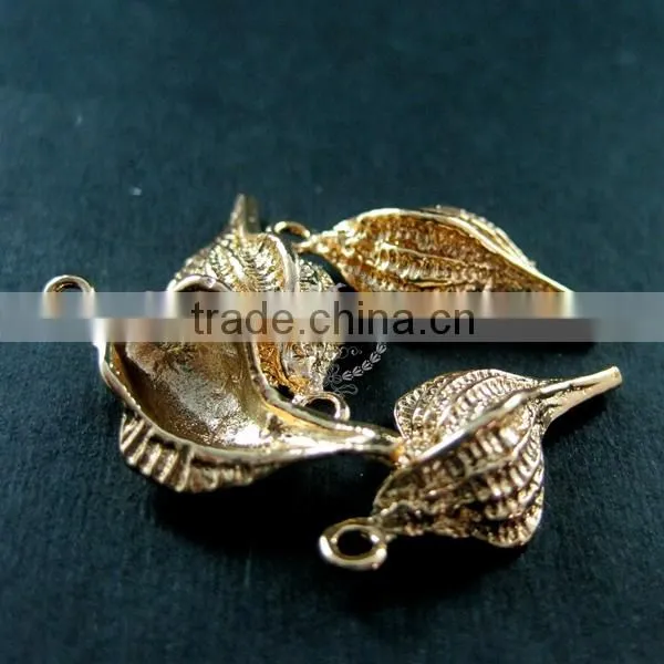 12x22mm 14K light gold plated sea shell DIY pendant charm supplies findings 1850185