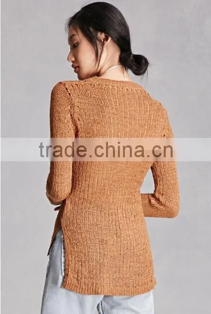 Guangzhou Factory manufacturer Fashion Hollow Irregular Hem New Design Girls Sweaters 2016 Custom