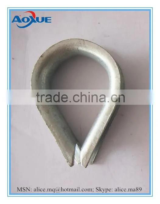 silver color mild steel wire rope European type thimble,custom thimble