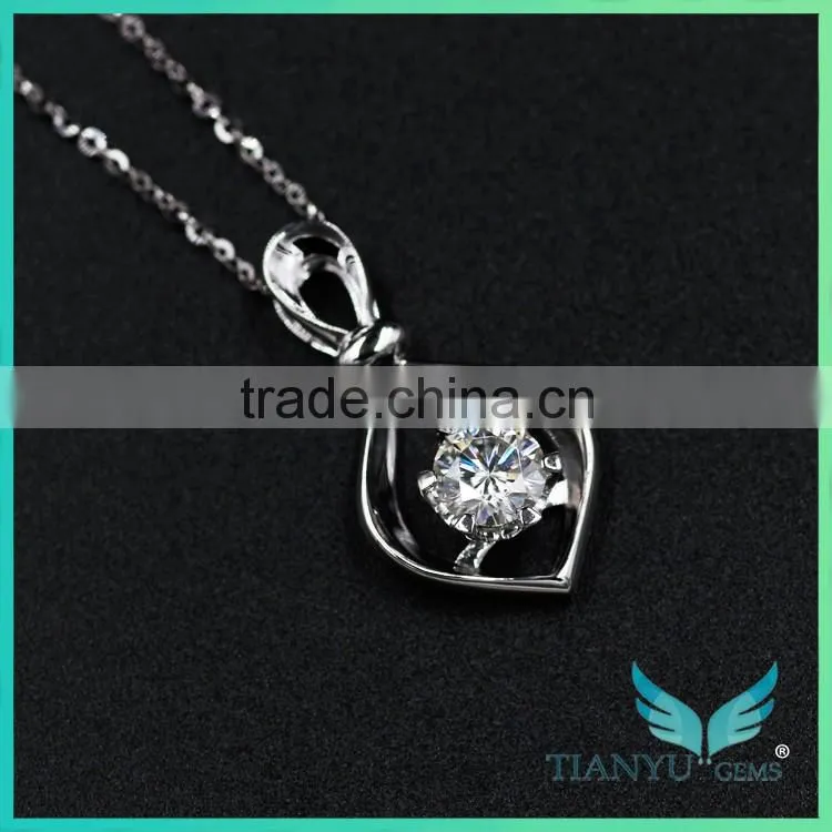 18k white gold necklace 7mm equals moissanite net moissanite pendant