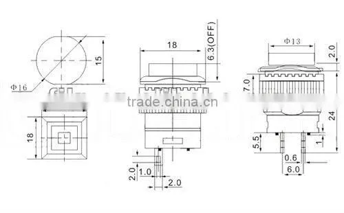 YL6-35 16mm push button mini switch on off 12v