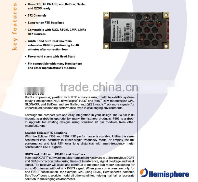 SunNav Receiver with Hemisphere P307 gps motherboard inside